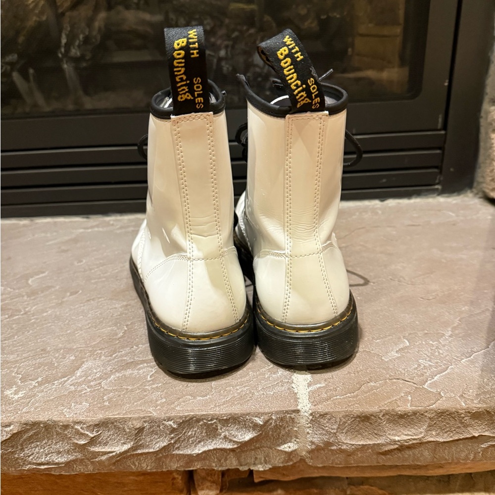Dr. Martens Women's White Patent Leather Boots - Picture 3 of 5